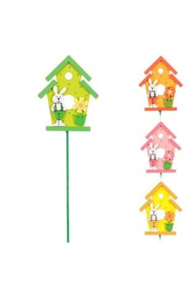 SHOPIENS Decorative Stick for Flower Pot Wooden Bunny House 29 cm