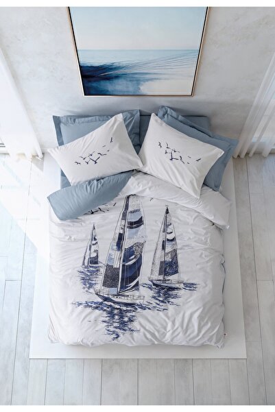 Cotton Box Maritime Double Duvet Cover Set Skipper Indigo