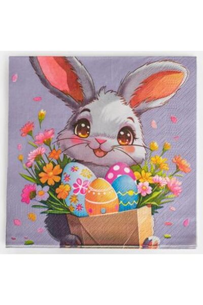 SHOPIENS Napkins with 2 Layers Bunny Eggs Flowers 33 x 33 cm - 20 pcs