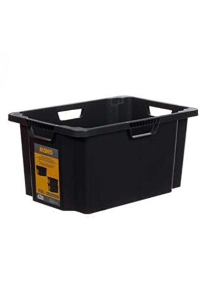 SHOPIENS Large Black Plastic Storage Box 50 L