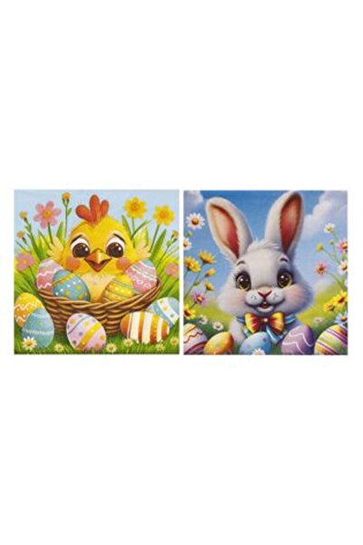SHOPIENS Napkins with 2 Layers with Bunny & Chick Eggs Pattern 33 x 33 cm - 5...