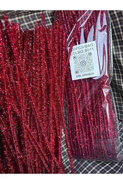 Mutkin ŞÖNİL 100 LÜ SİMLİ KIRMIZI RENK KOD B011 30 CM -🛍️ YOĞUN TÜYLÜ HOBİ Ç...