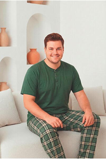 FORMO Men's 100% Natural Cotton Plaid Piece Short Sleeve Buttoned High Qualit...