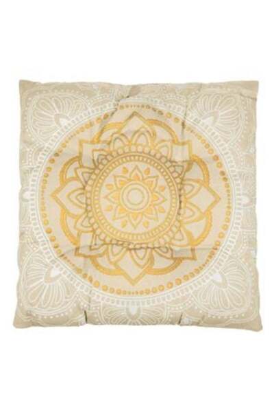SHOPIENS Pernă pentru canapea ecru albă cu model mandala auriu pentru scaun 4...
