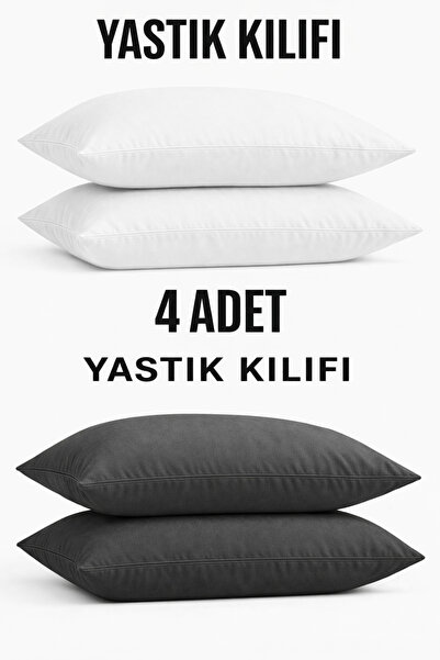 SADEN HOME Pamuk PAKOVANJE OD 4 NAVLAKE ZA JASTUKE BELE-ANTRACIT 50X70 CM