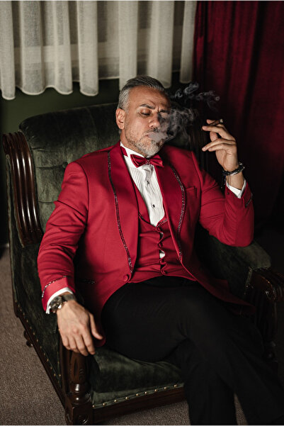 Fc Plus ŞAL YAKA TAŞLI YELEKLİ TAKIM ELBİSE