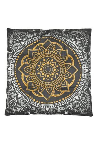 SHOPIENS Pernă pentru canapea albă neagră cu model Mandala auriu pentru scaun...