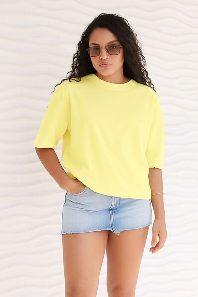 E-ROMA Plain Oversized Unisex T-Shirt Ycb5