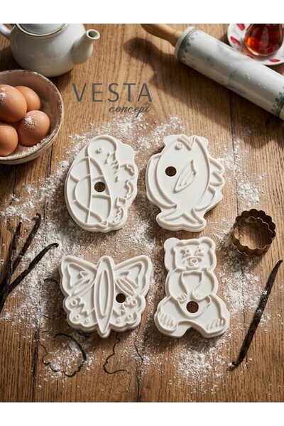 VESTA Concept مجموعة قوالب الكوكيز المكونة من 4 قطع - مجموعة تشكيل العجين ذات...