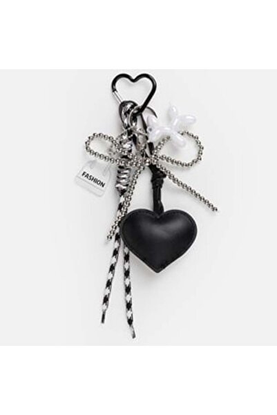 SHOPIENS Black Heart Charm Keychain 20 cm