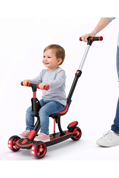 BYZ TOYS 3'ü 1 Arada Scooter & Oturaklı Scooter & Ebeveyn Kontrollü İlk Arabam