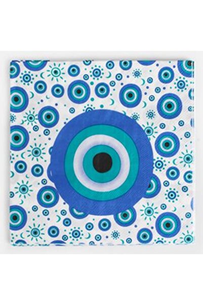 SHOPIENS Table Napkins with 2 Layers White with Blue Eye Pattern 33 x 33 cm -...
