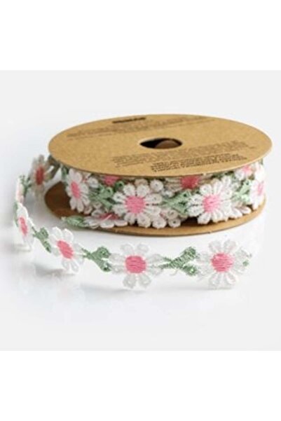 SHOPIENS Ribbon with White Daisy Pink 2 m x 15 mm