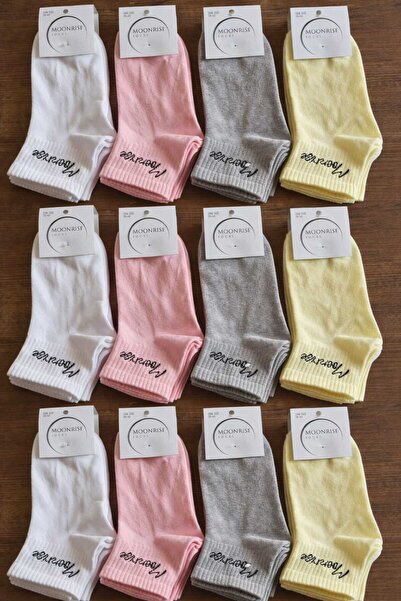 Moonrise Socks College Ankle Socks 12 Pairs with Written Moonrise