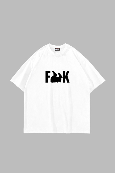 Bak Moda Λευκό μπλουζάκι Unisex με στάμπα Bunnyes