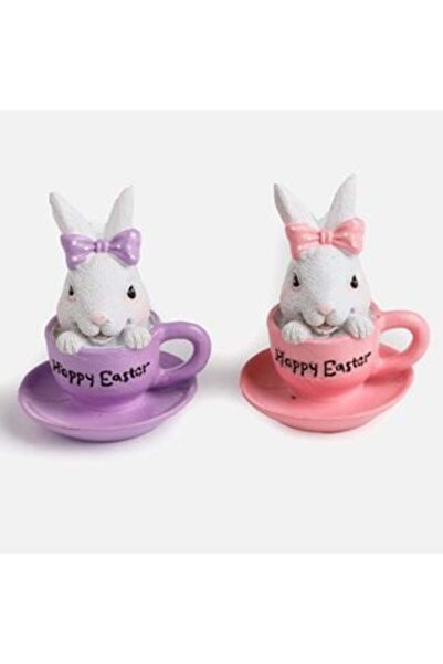 SHOPIENS Cană decorativă de Paște cu iepuraș roz violet 11 cm