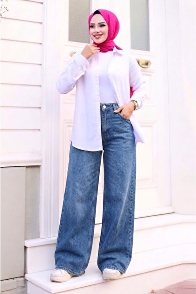 Tesettür Diyarı Women's Retro Baggy Jeans - Blue