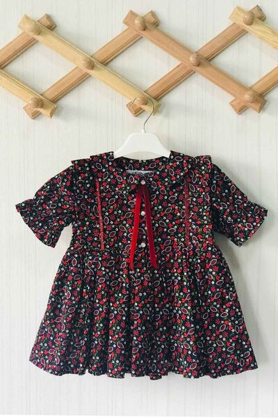 Bertuğ Bebek Floral Print Peter Pan collar Baby Girl Cotton Piece Summer Shor...