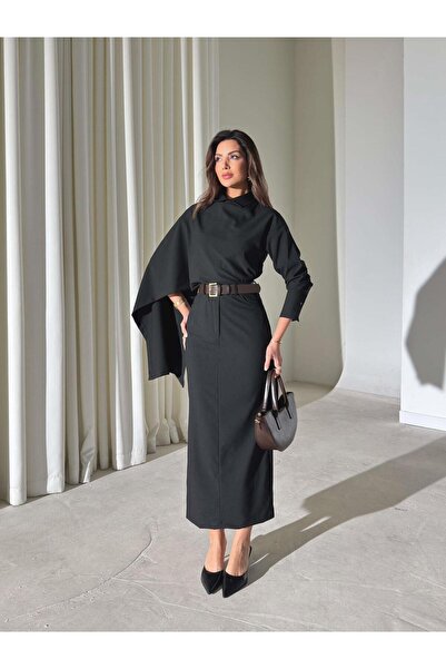 ALVOR Shawl Shirt High Waist Midi Skirt Women's Two-Piece Set