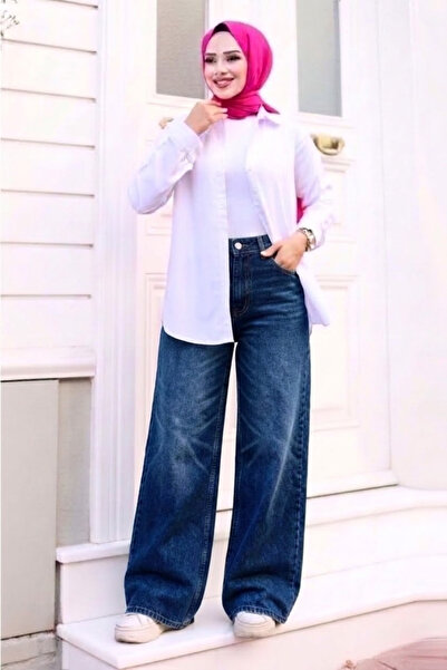 Tesettür Diyarı Women's Retro Baggy Jeans - Navy Blue