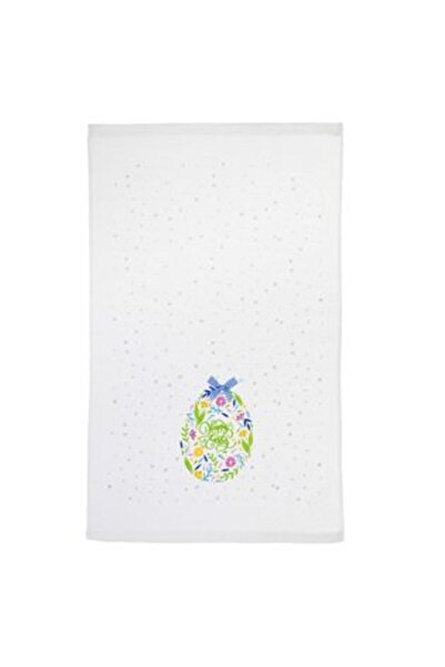 SHOPIENS Cotton Kitchen Towel White with Easter Egg Pattern "Happy Easter" 60...