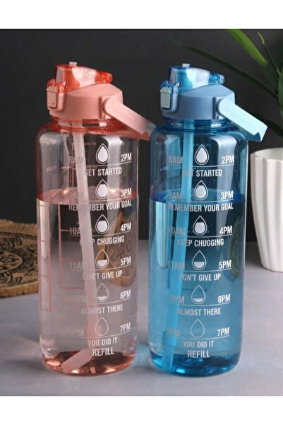 ÇİĞDEMCE Family Sevgili kombini Motivasyonel 2'li matara seti (Pembe & Mavi)