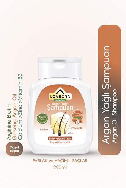 LOVECRA Argan Yağlı Şampuan Dökülme Karşıtı Güçlü Bakım Saç Güçlendirici Besl...