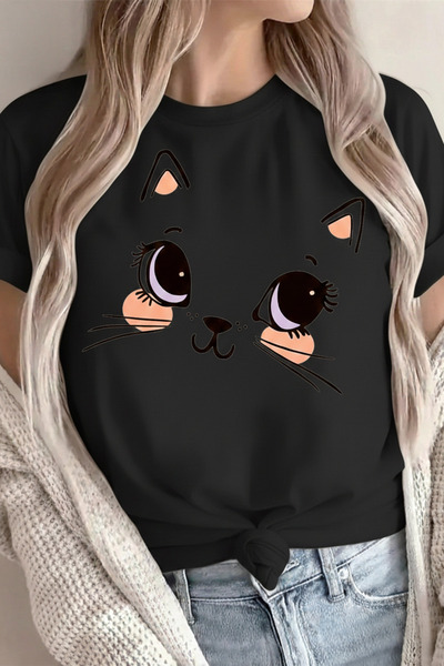 EFFRENATU Premium Cute Cat Printed Unisex Printed Combed Cotton T-Shirt