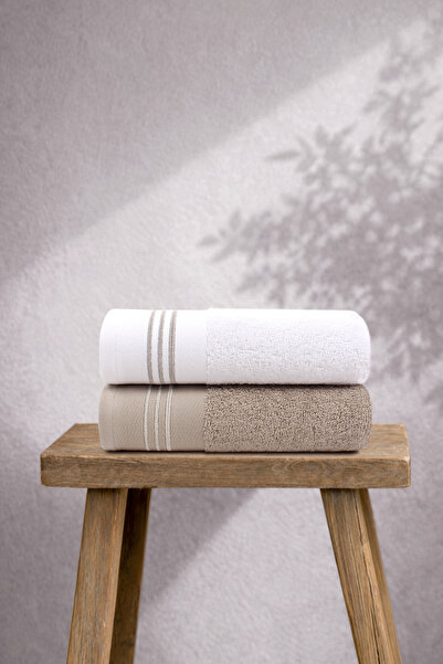 Ellia Soft Modern 100% Cotton Line Detailed 2-Piece Hand and Face Towel Set 5...