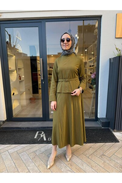 Miori Td4781 Verde Women's Suit with Skirt in Oil Green