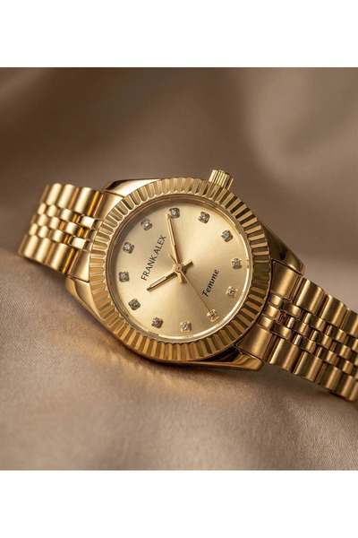 Frank Alex Kadın Kol Saati Gold Çelik Kordon Quartz Mineral Cam 3 ATM Minimal...