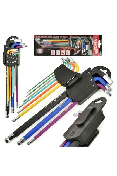 GEKO SET OF 9 COLORED L-TYPE HEXAGONAL KEYS WITH BALL 1.5-10MM