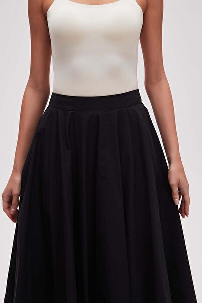 Livia Wide-Cut Plain Midi Skirt