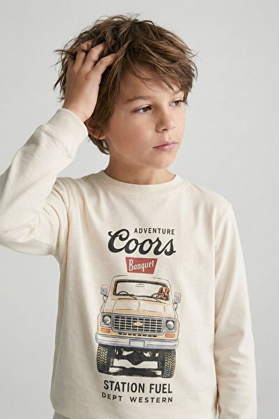 Dmb Момчета и момичета Принтирана суитшърт за момчета (4-9) Крем