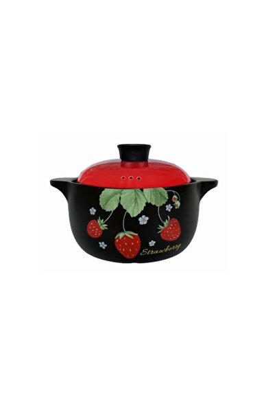 OEM Ceramic pot with lid, 4.5L, high temperature resistance, black, red/black