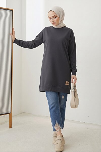 Bestenur Embellished Slit Detail Tunic 1665 - Anthracite