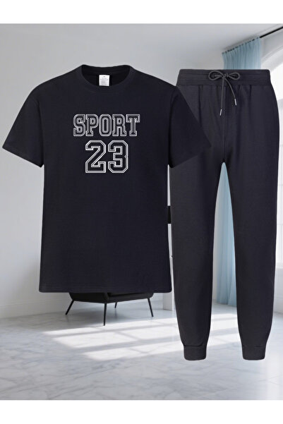 Flow touch طقم بدلة رياضية سبورت مطبوع كبير الحجم