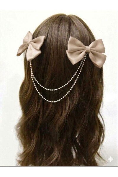 Shiklik İnci 2'L Women's Hair Clip with Double Bow - Lolita Hair Accessory