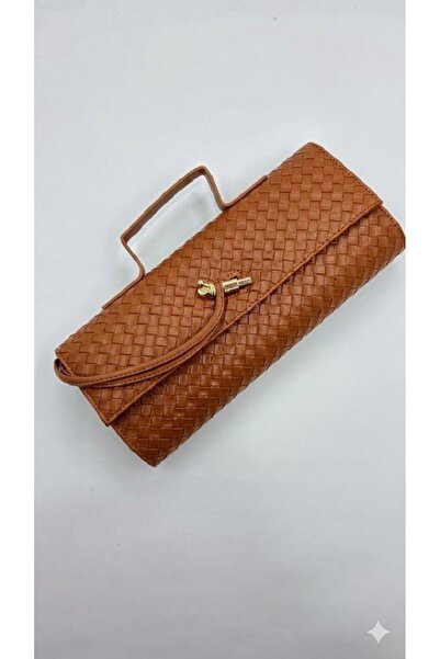 By EDUU Tan Knitted Patterned Women's Handbag and Shoulder Bag - Strap Portfo...