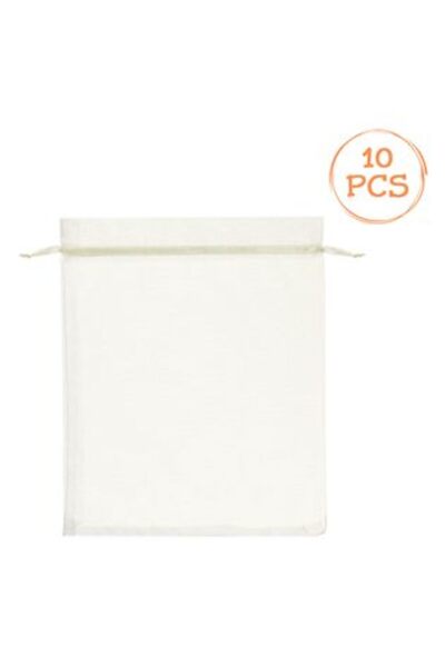 SHOPIENS Set pungi cadou din organza bej 15 x 19 cm - 10 buc