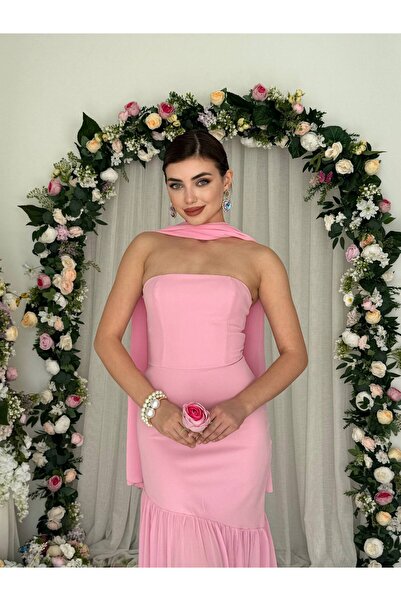 conconmoda Manen Şal Detay Atlas Elbise