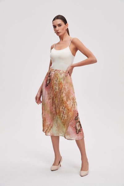 Livia Wide Patterned Midi Skirt
