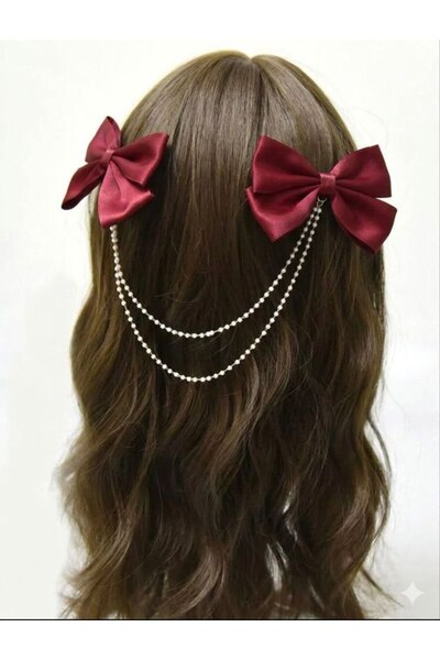 Shiklik İnci 2'L Women's Hair Clip with Double Bow - Lolita Hair Accessory