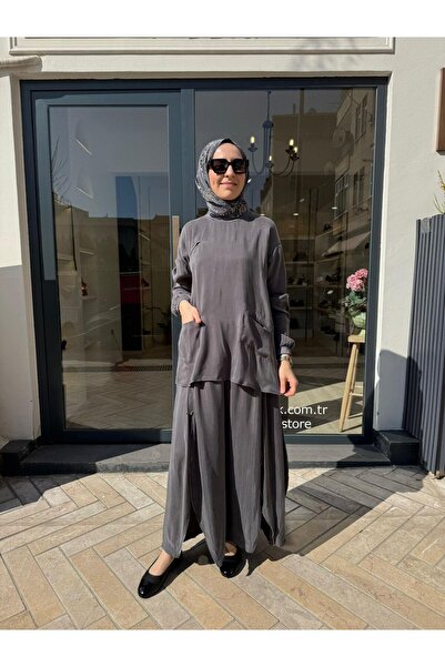 MissWhence 39004 Zipper Detail Women's Suit Gray