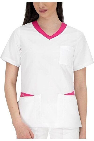 DINOZAVR White medical blouse with V-neck, size XL