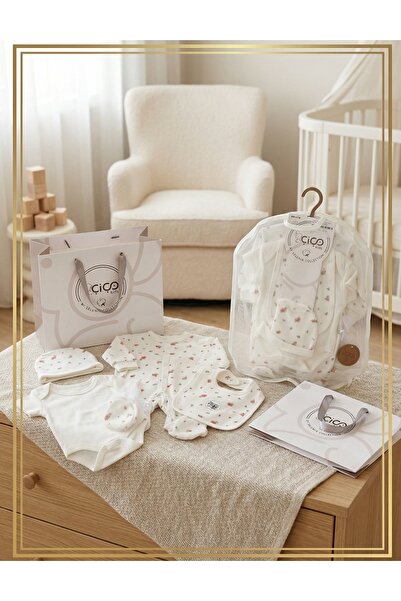 MiniKids Σετ δώρου 5 τεμαχίων, με σχέδιο λουλουδιών, λευκό