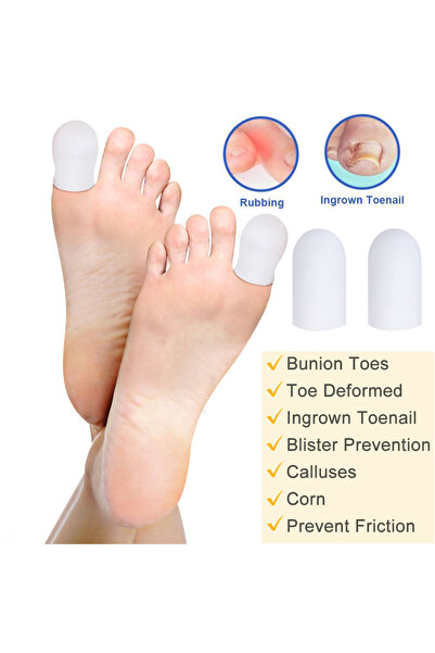 Choice4 White-10Pcs Pexmen 2/4Pcs Big Toe Caps Gel Toe Covers Protect Toe fro...