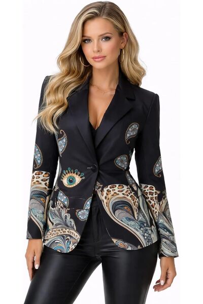 CHEVALIER FASHION Women’s Elegant Printed Blazer Jacket – Slim Fit Fashion Ca...