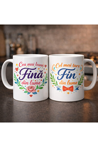 CumparaSMART Set of 2 Fin and Fină Mugs – Gift for Fin, Wedding or Baptism, B...