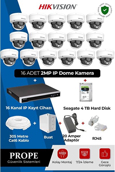Hikvision DS-2CD1121G2-LIUF 16 Kameralı Dome Full Ip Sistem Paketi